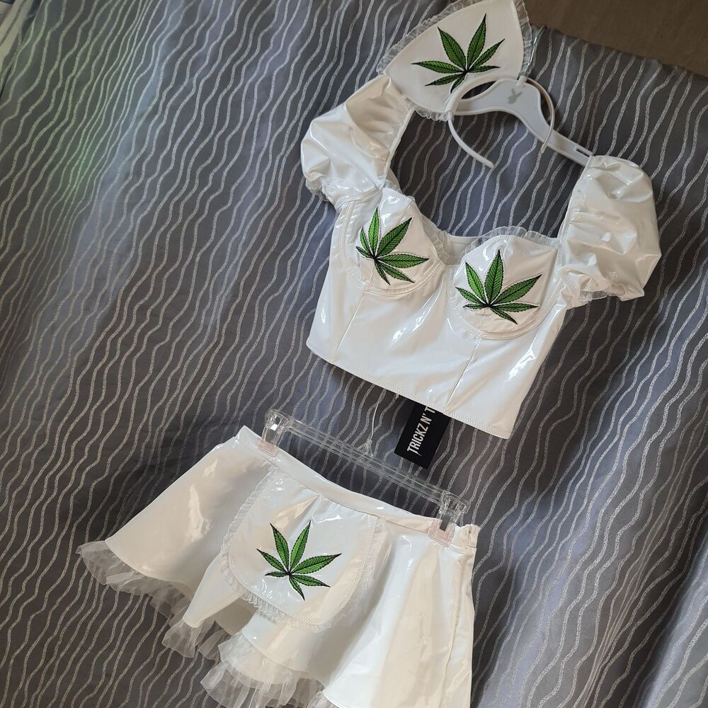 Weed Nurse Costume Adult Small Medium 3pc Set Skirt Top Headband Dolls Kill NWT